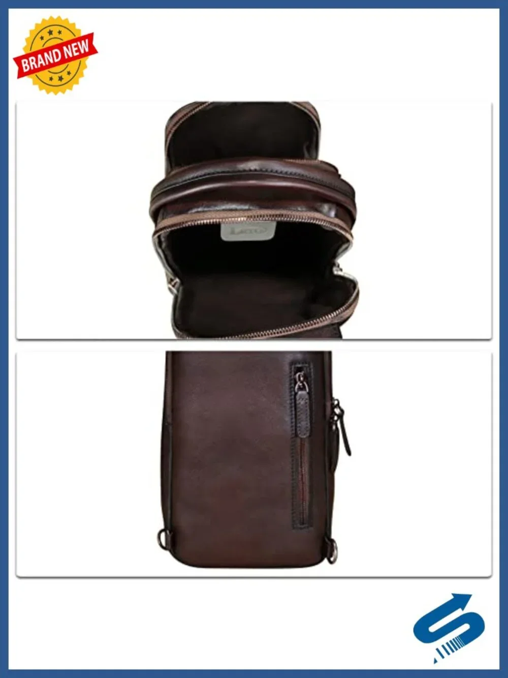 Genuine Leather Sling Bag Crossbody Backpack Daypack